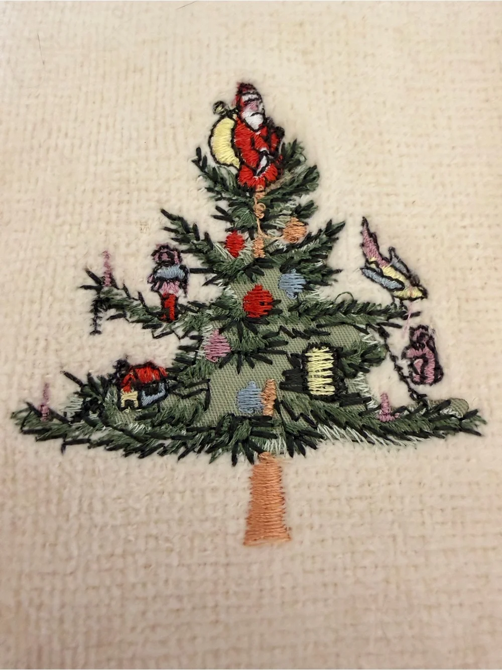 Spode Cream 100% Cotton Hand Towels Set of 2 Christmas Tree Holiday New